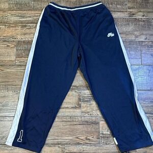 Vintage 90s Nike Track Pants 3X Tall Navy Blue White Stripes